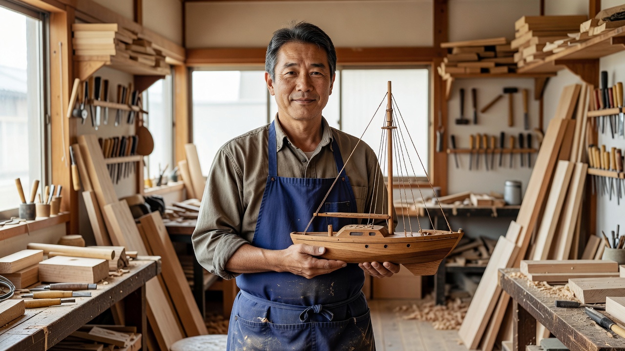 工房で作業する職人の肖像
