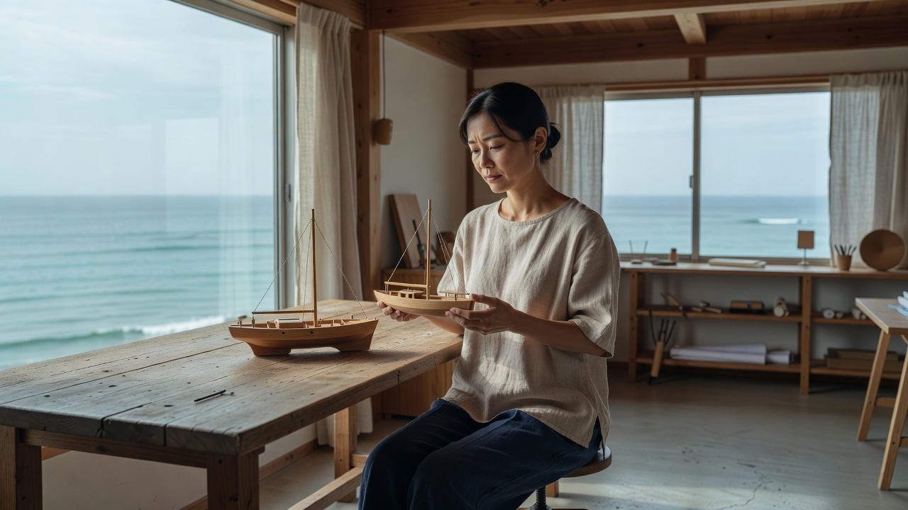 工房で設計図に向き合うキール ラボ ブレンドのデザイナーの肖像